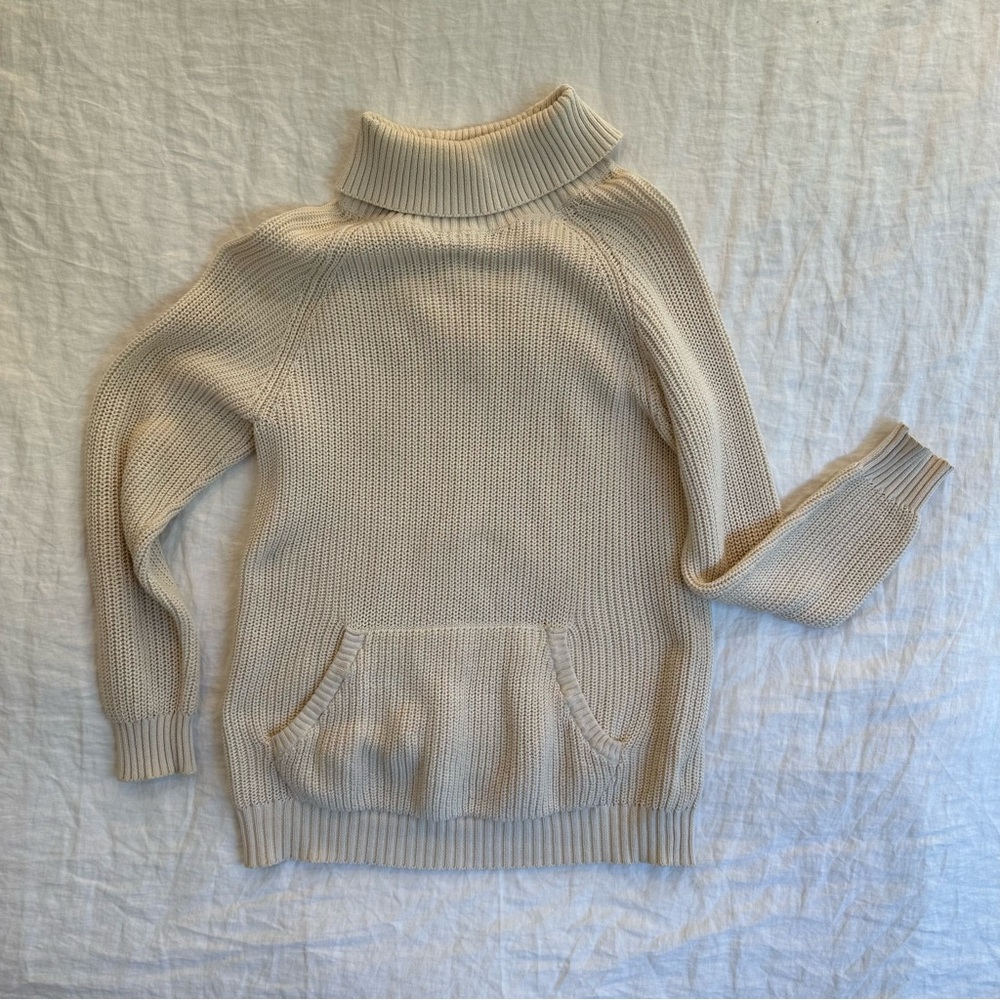 Cream Cowl Neck Sweater with Ribbed Details